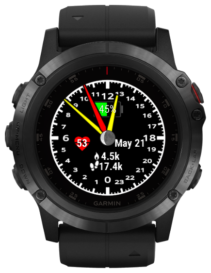 Noon top, 0 midnight 24 hour watch face