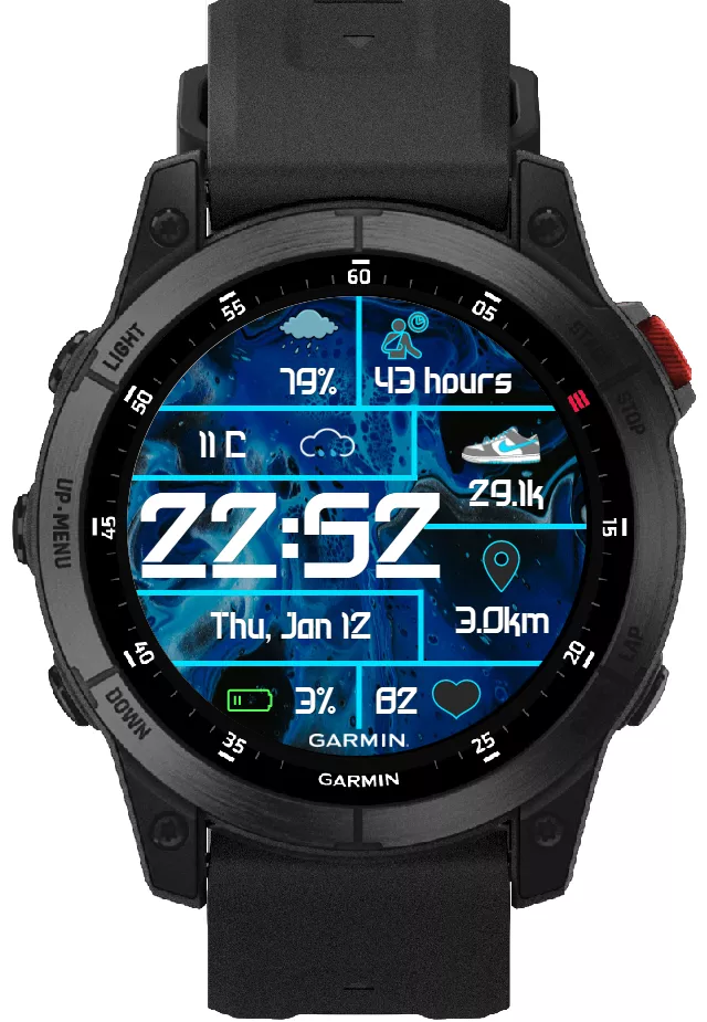 digital watch face blue - garmin EPIX gen 2 